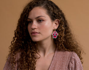 Buy Online Premium Quality Plant Earrings For Plant Lover - Plant Lady Gift - Pink Orchid Earrings, Urban Jungle Life