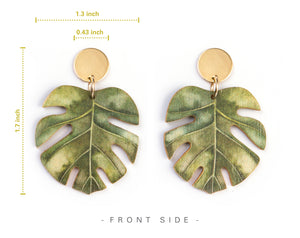 Buy Online Premium Quality Plant Earrings For Plant Lover - Plant Lady Gift - Monstera Deliciosa Earrings, Urban Jungle Life