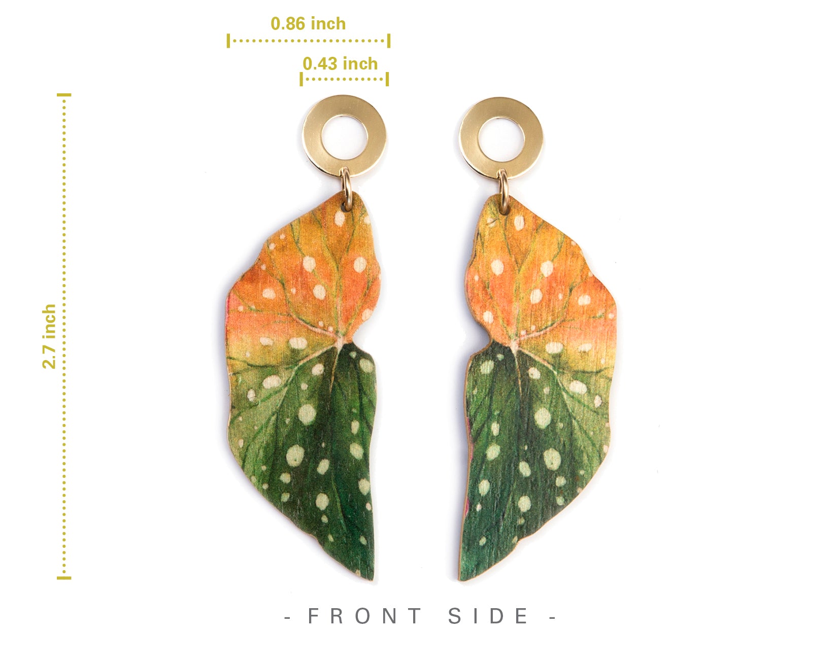 Buy Online Premium Quality Plant Earrings For Plant Lover - Plant Lady Gift - Begonia Maculata Earrings, Urban Jungle Life