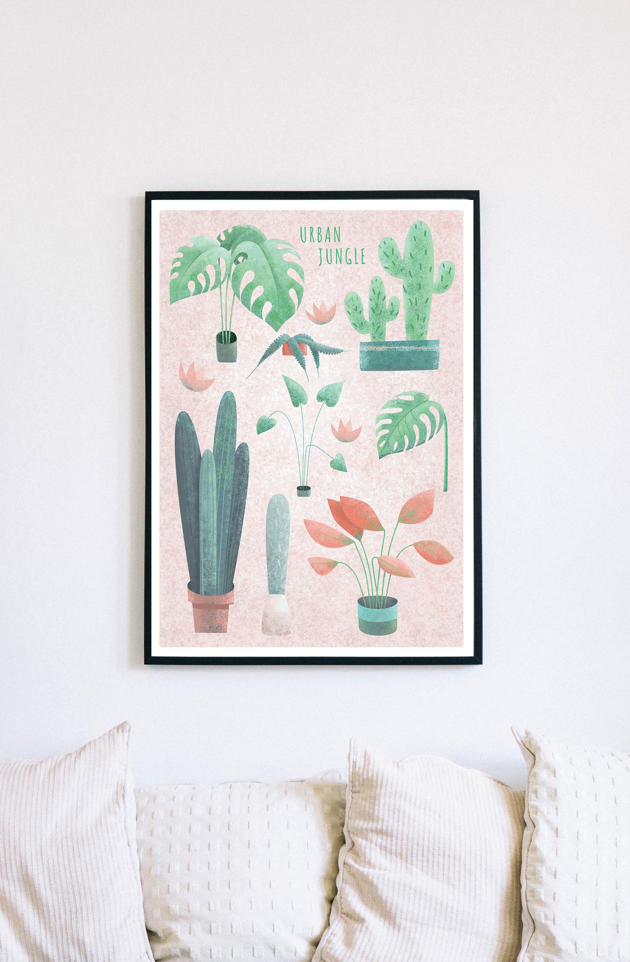 Buy online Premium Quality House Plants On Pink Art Print - Urban Jungle Life
