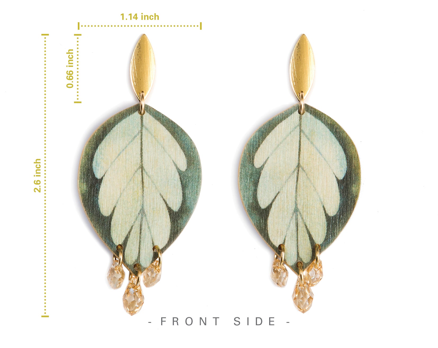Buy Online Premium Quality Plant Earrings For Plant Lover - Plant Lady Gift - Leaf Shape with Swarovski Crystals,Earrings, Urban Jungle Life
