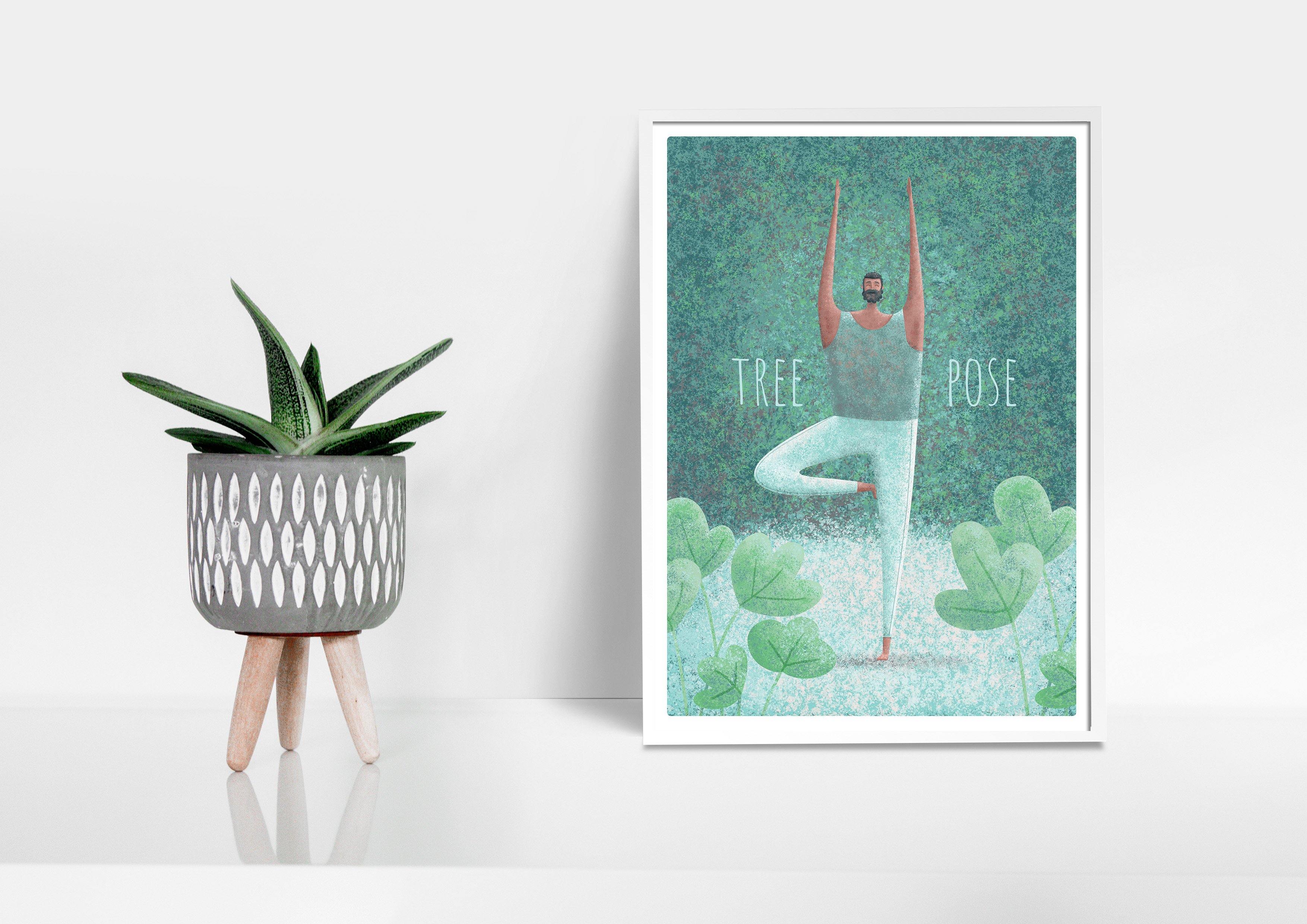 Buy online Premium Quality Yoga Guy & Plants Art Print - Urban Jungle Life