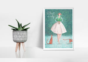 Buy online Premium Quality Plant Lady & Cats Art Print - Urban Jungle Life