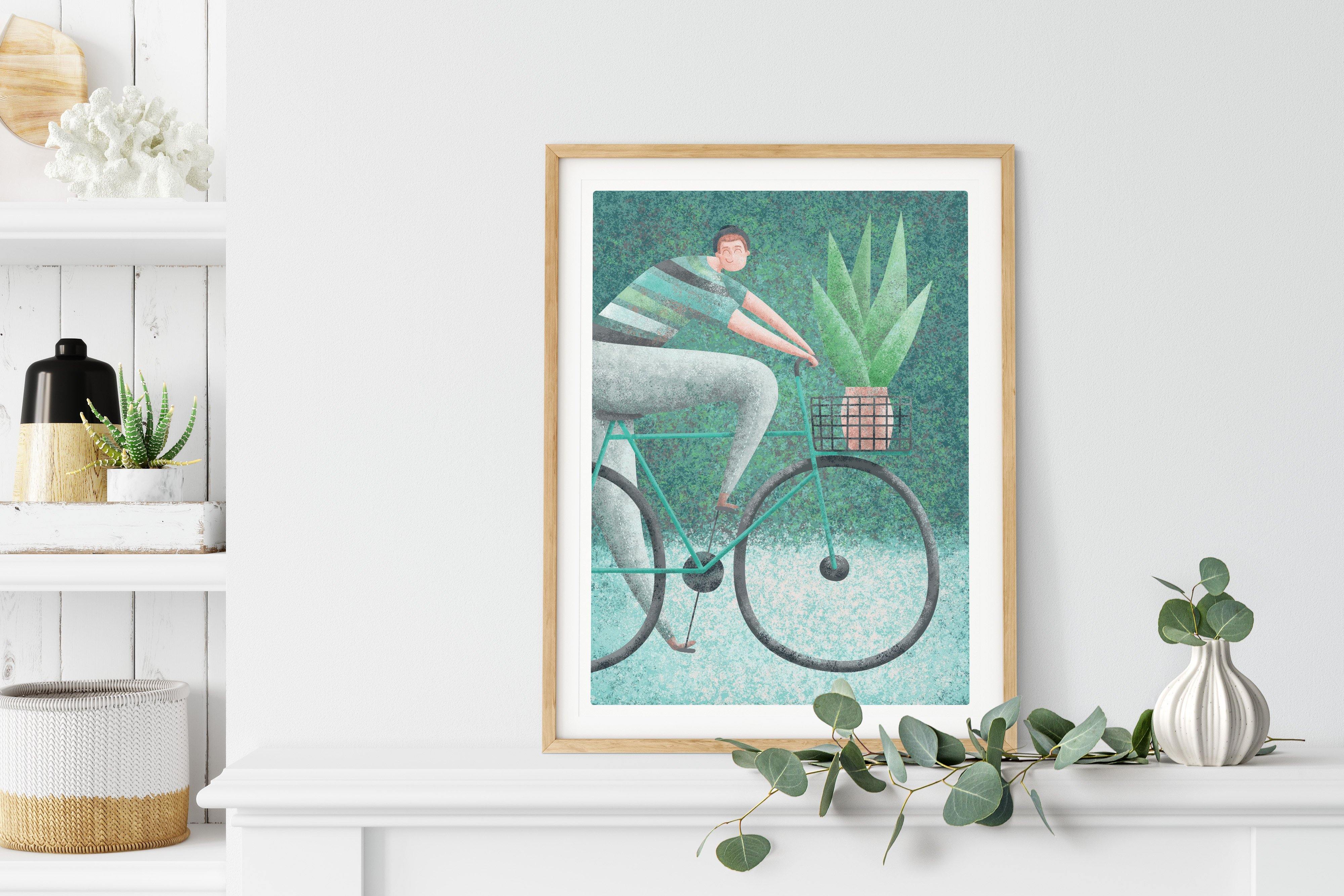 Buy online Premium Quality Plant Guy On Bicycle Art Print - Urban Jungle Life