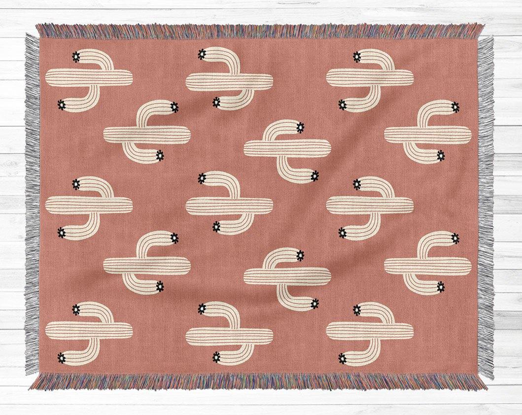 Boho Chic Cactus Pattern Cotton Woven Blanket - Urban Jungle Life