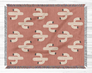 Boho Chic Cactus Pattern Cotton Woven Blanket - Urban Jungle Life