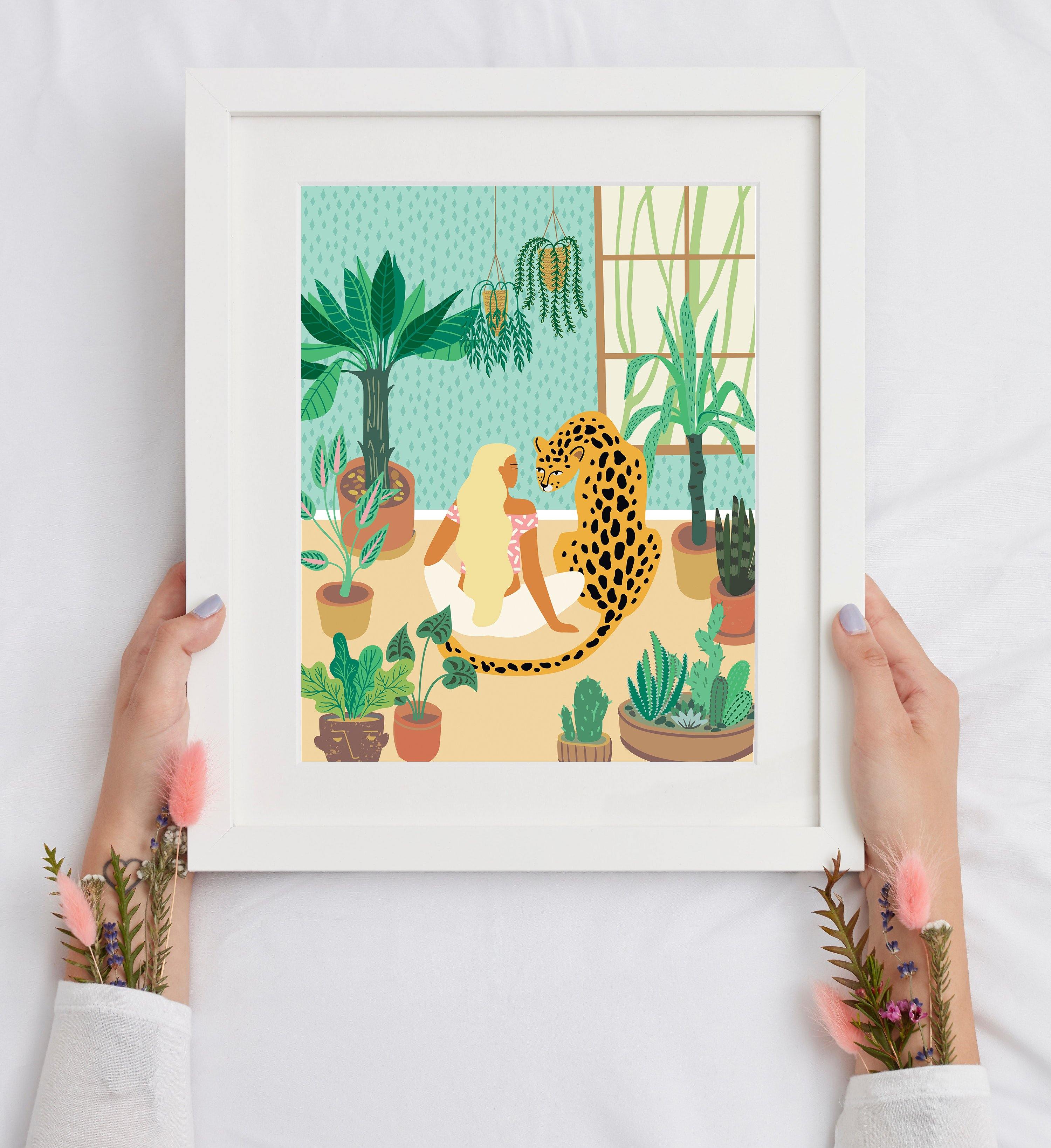 Buy online Premium Quality Plant Lady & Tiger Art Print - Urban Jungle Life