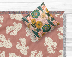 Cactus Pattern Cotton Woven Blanket - Urban Jungle Life