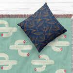 Blue Cactus Pattern Cotton Woven Blanket - Urban Jungle Life