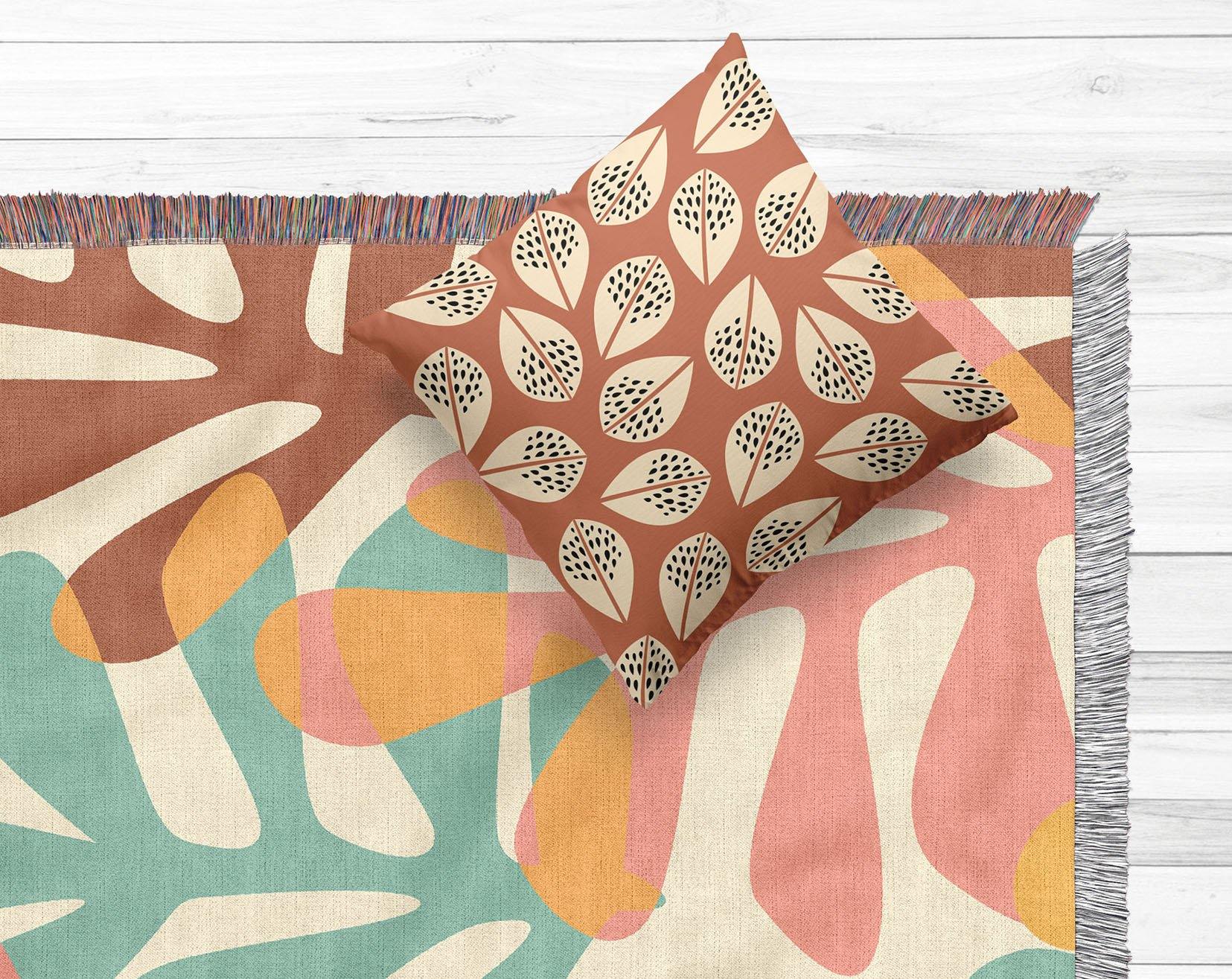Buy online Premium Quality Abstract Leaves Pattern Cotton Woven Blanket - Urban Jungle Life