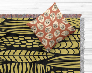 Buy online Premium Quality African Style Leaves Cotton Woven Blanket - Urban Jungle Life