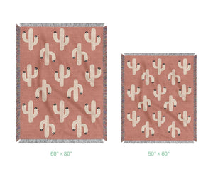 Boho Chic Cactus Pattern Cotton Woven Blanket - Urban Jungle Life