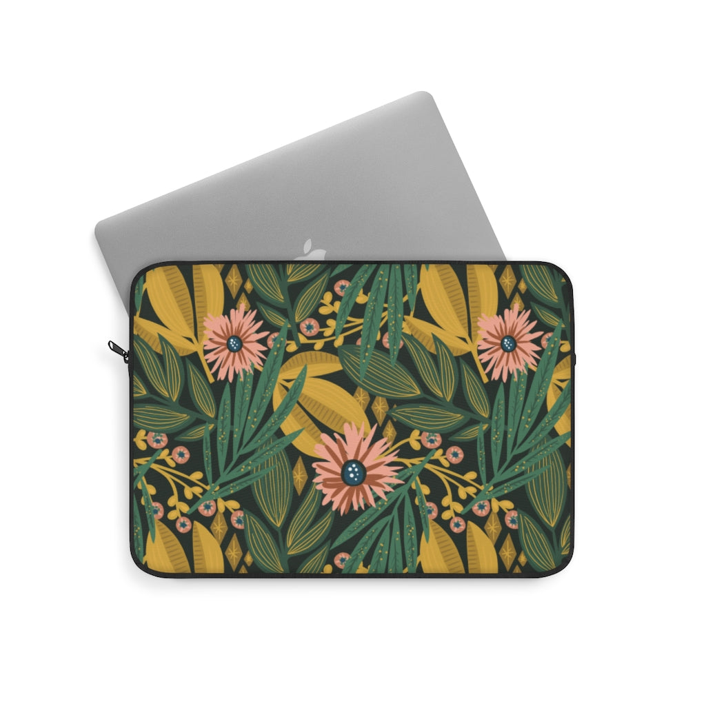 Designer laptop sleeve Beautiful flower and animal jungle by Uta