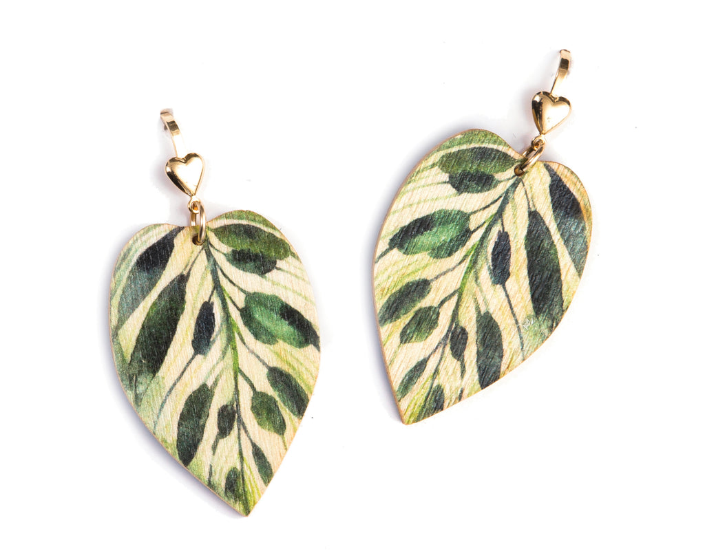 Buy Online Premium Quality Plant Earrings For Plant Lover and Nature Lovers - Plant Lady Gift - Calathea Earrings, Hypoallergenic Ecological Earrings, Urban Jungle Life
