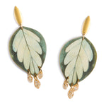 Buy Online Premium Quality Plant Earrings For Plant Lover - Plant Lady Gift - Leaf Shape with Swarovski Crystals Earrings - Big Statement Earrings - Urban Jungle Life