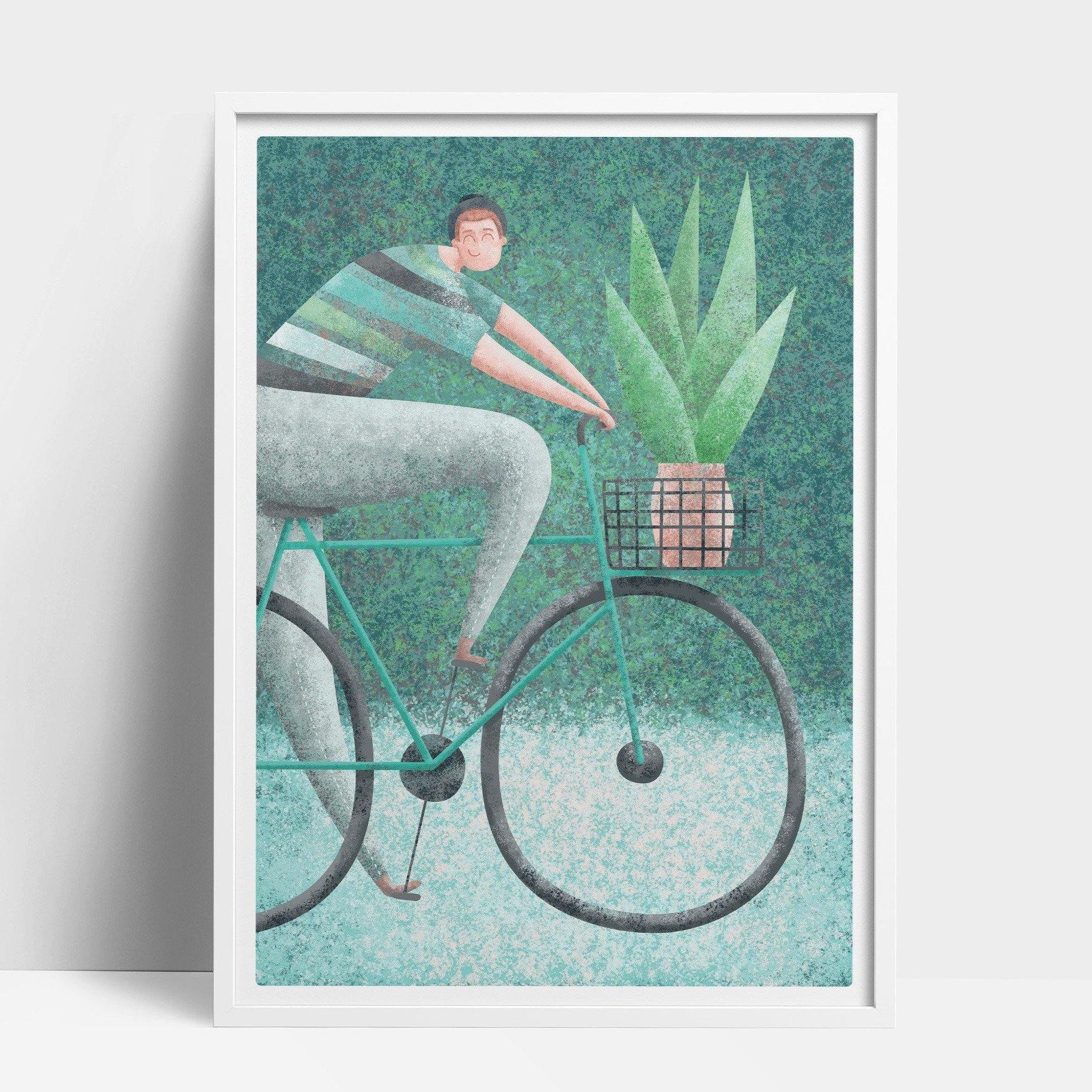 Buy online Premium Quality Plant Guy On Bicycle Art Print - Urban Jungle Life